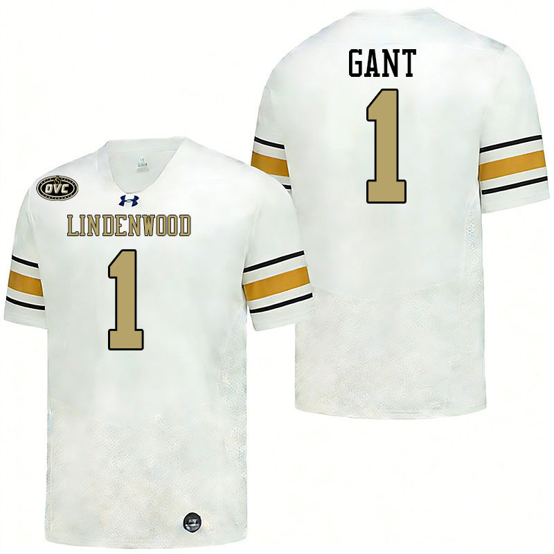 Lindenwood Lions #1 Eric Gant College Football Jerseys,Uniforms-White